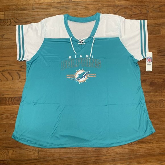NFL Tops - Miami Dolphins NFL Team Apparel Womens Plus Size 4X Jersey Blue Color Block NEW
